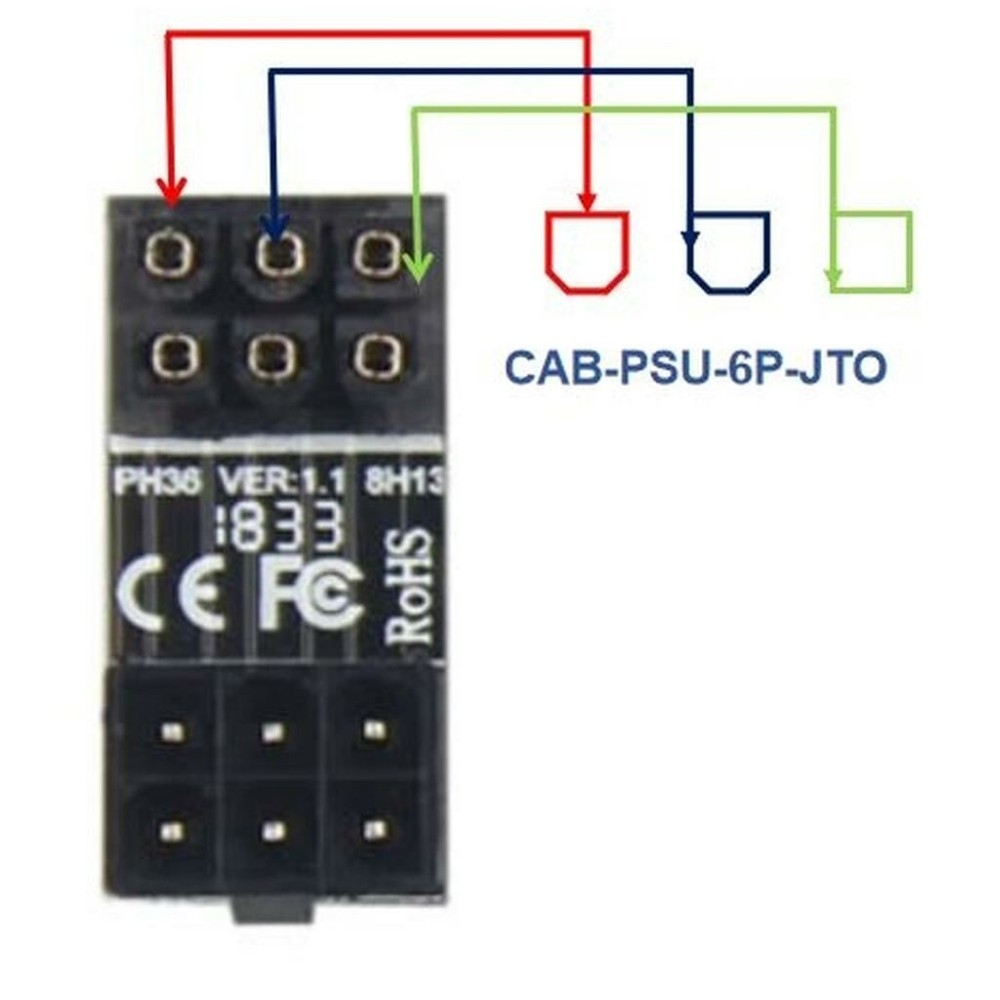 6 Pin Graphic Card PSU Port 180 degree Turning Adapter F/M