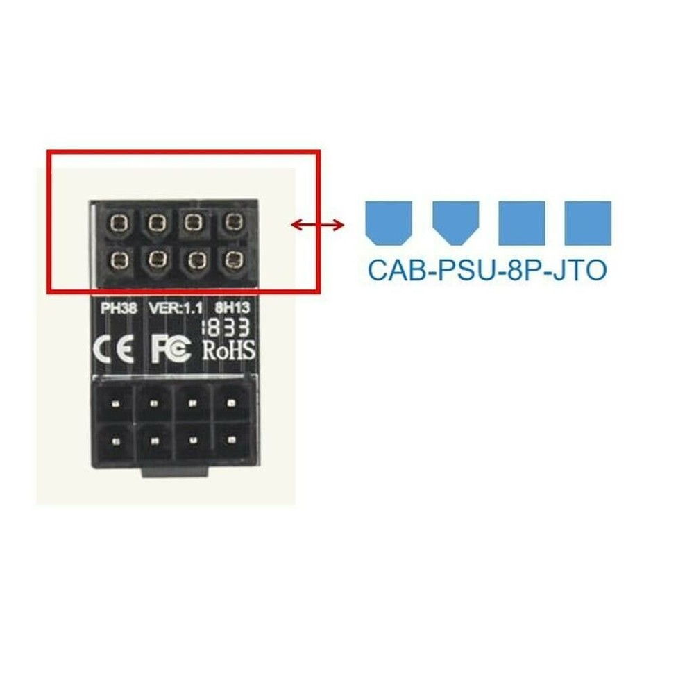 8 Pin Graphic Card PSU Port 180 degree Turning Adapter F/M