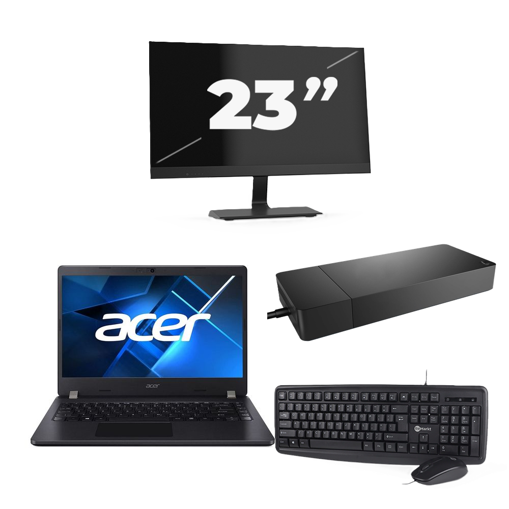 Acer TravelMate P214-53 - Intel Core i3-11e Generatie - 14 inch - 8GB RAM - 256GB SSD - Windows 11 Home + 1x 23 inch Monitor