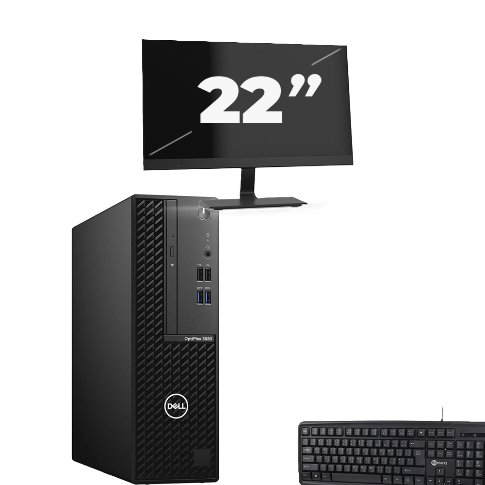 DELL OPTIPLEX 3080 SFF - Intel Core i7-10e Generatie - 8GB RAM - 256GB SSD - Windows 11 + 1x 22 inch Monitor