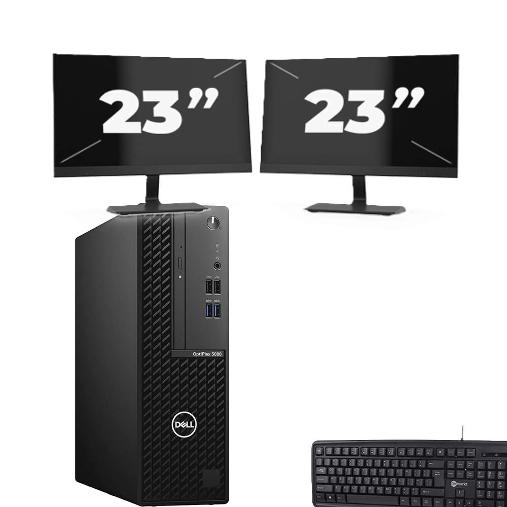 DELL OPTIPLEX 3080 SFF - Intel Core i5-10e Generatie - 8GB RAM - 256GB SSD - Windows 11 + 2x 23 inch Monitor