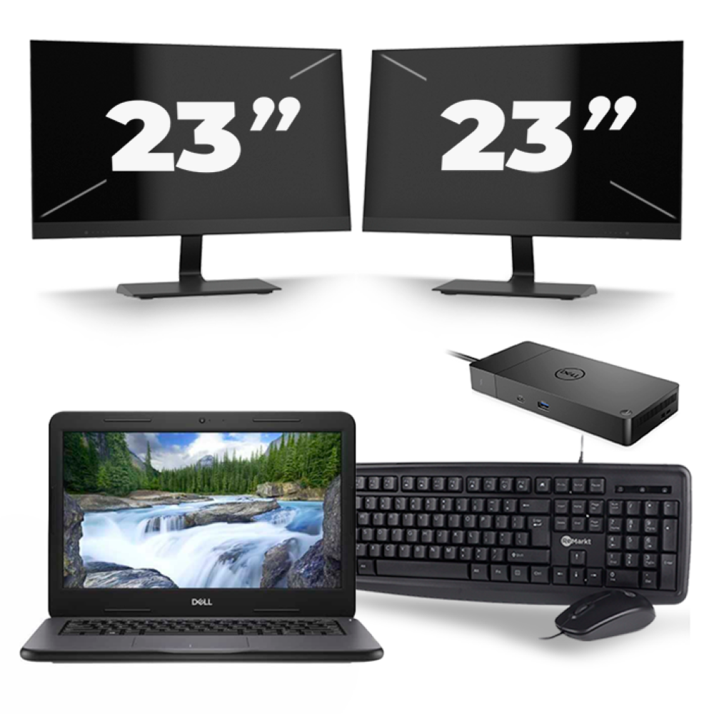 Dell Latitude 3310 - Intel Core i3-8e Generatie - 13 inch - 8GB RAM - 256GB SSD - Windows 11 + 2x 23 inch Monitor