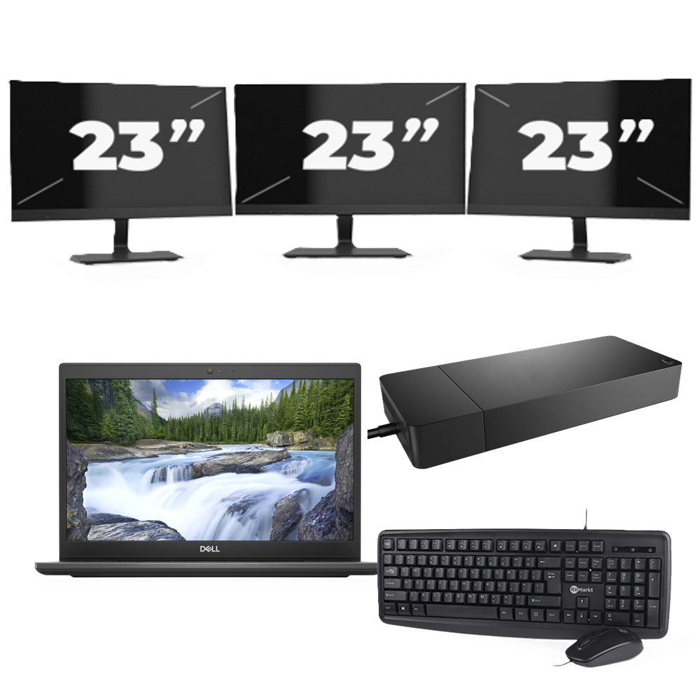 Dell Latitude 3420 - Intel Core i3-11e Generatie - 14 inch - 8GB RAM - 256GB SSD - Windows 11 Home + 3x 23 inch Monitor