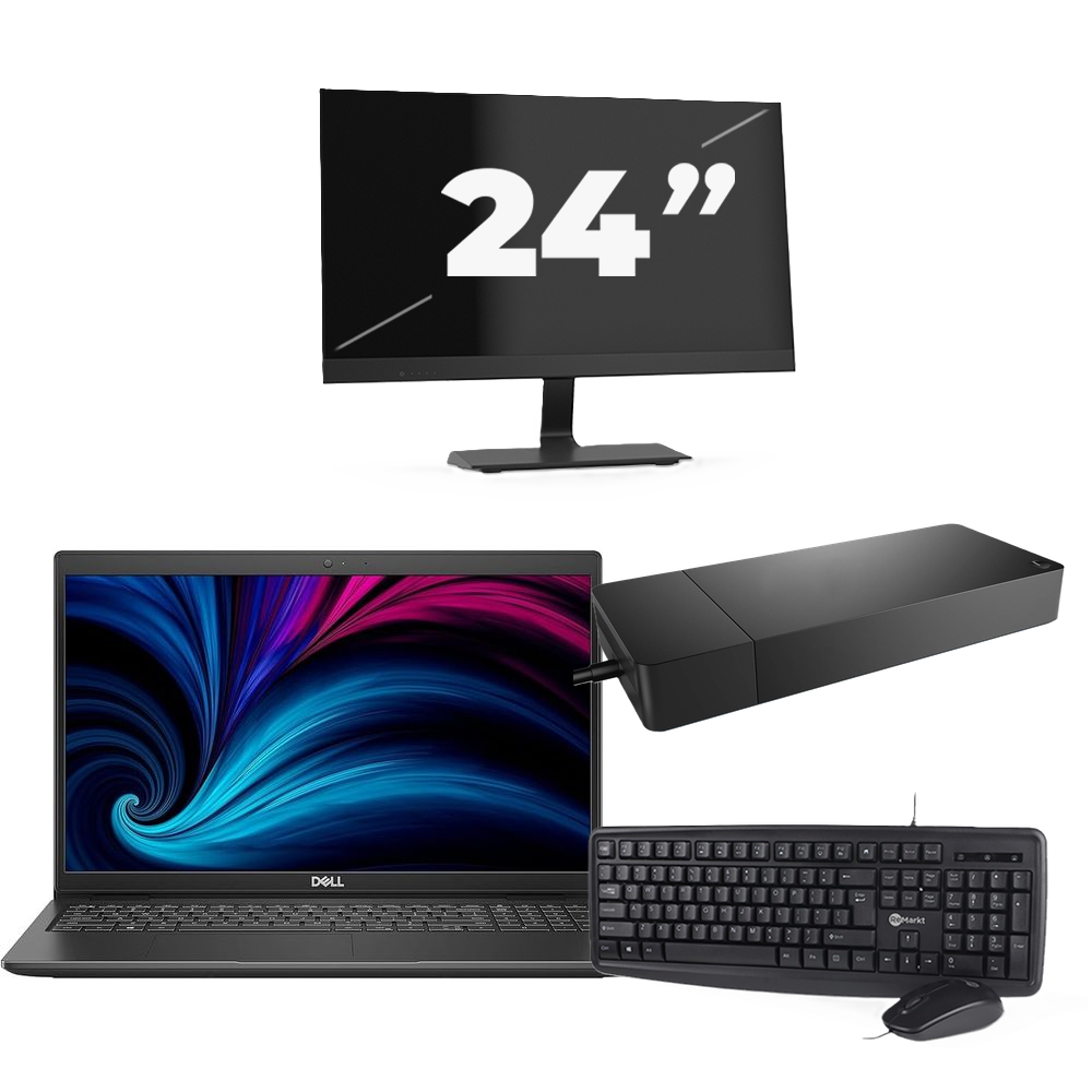 Dell Latitude 3520 - Intel Core i5-11e Generatie - 15 inch - 8GB RAM - 256GB SSD - Windows 11 Home + 1x 24 inch Monitor