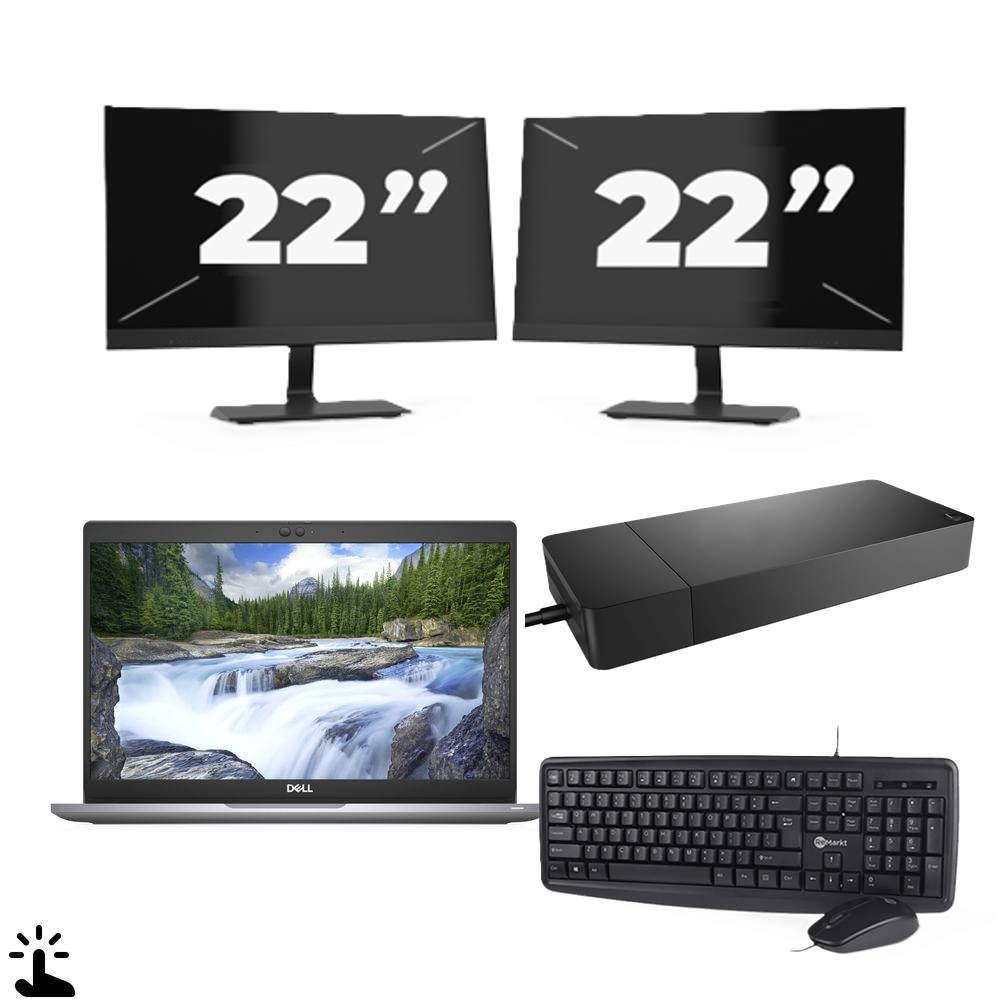 Dell Latitude 5320 - Intel Core i5-11e Generatie - 13 inch - Touch - 16GB RAM - 256GB SSD - Windows 11 Home + 2x 22 inch Monitor