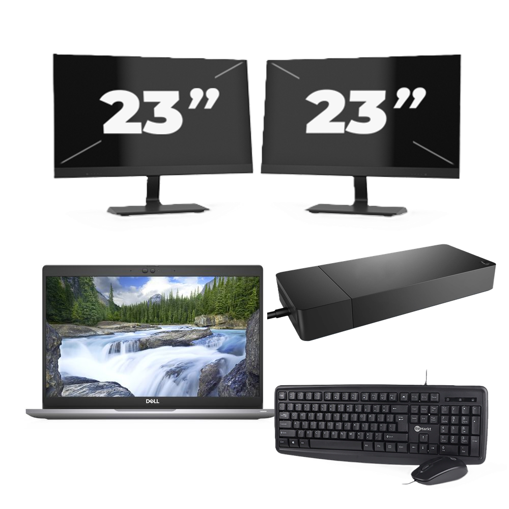 Dell Latitude 5320 - Intel Core i5-11e Generatie - 13 inch - 16GB RAM - 256GB SSD - Windows 11 Home + 2x 23 inch Monitor