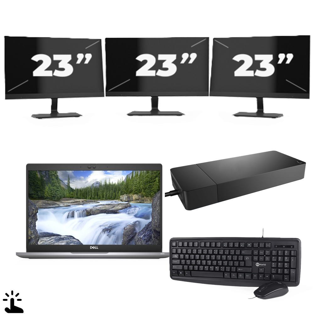 Dell Latitude 5320 - Intel Core i5-11e Generatie - 13 inch - Touch - 16GB RAM - 256GB SSD - Windows 11 Home + 3x 23 inch Monitor