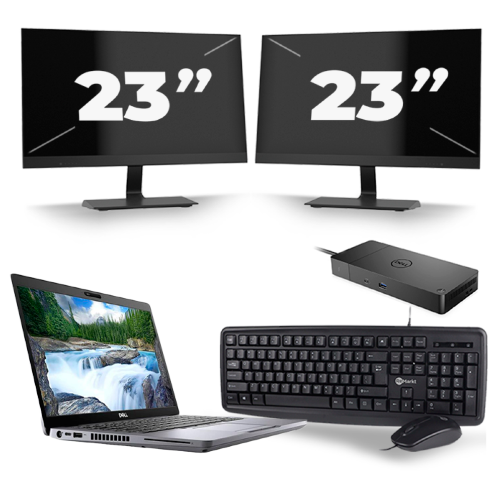 Dell Latitude 5410 - Intel Core i5-10e Generatie - 14 inch - 8GB RAM - 256GB SSD - Windows 11 + 2x 23 inch Monitor