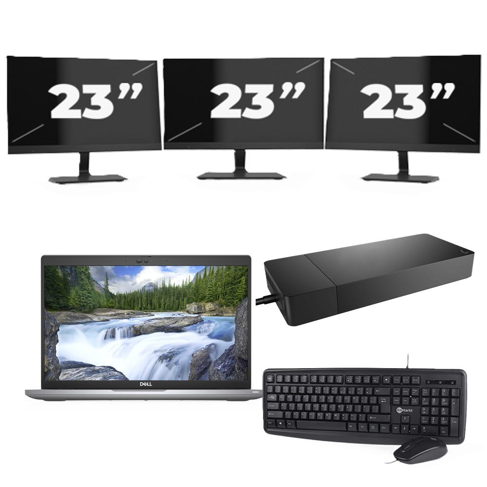 Dell Latitude 5420 - Intel Core i3-11e Generatie - 14 inch - 8GB RAM - 256GB SSD - Windows 11 Home + 3x 23 inch Monitor
