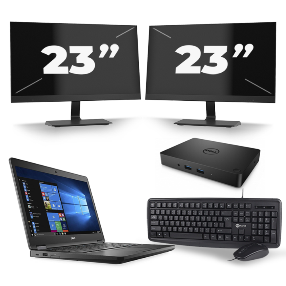 Dell Latitude 5480 - Intel Core i5-6e Generatie - 14 inch - 8GB RAM - 256GB SSD - Windows 11 + 2x 23 inch Monitor