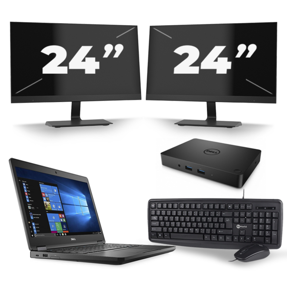 Dell Latitude 5480 - Intel Core i5-6e Generatie - 14 inch - 8GB RAM - 256GB SSD - Windows 11 + 2x 24 inch Monitor