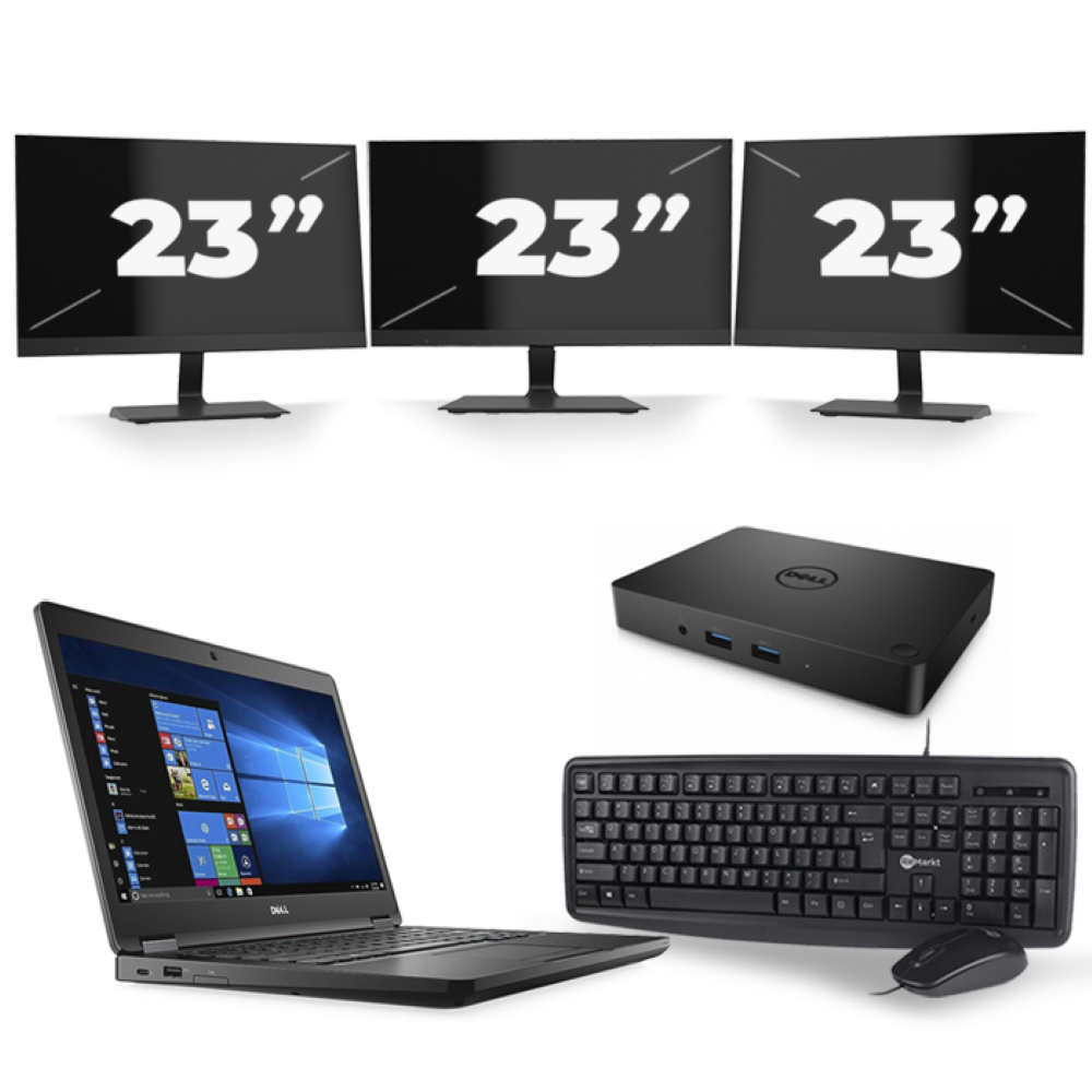 Dell Latitude 5480 - Intel Core i5-6e Generatie - 14 inch - 8GB RAM - 256GB SSD - Windows 11 + 3x 23 inch Monitor