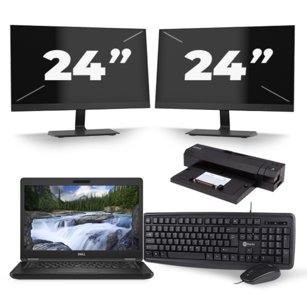 Dell Latitude 5491 - Intel Core i5-8e Generatie - 14 inch - 8GB RAM - 256GB SSD - Windows 11 + 2x 24 inch Monitor