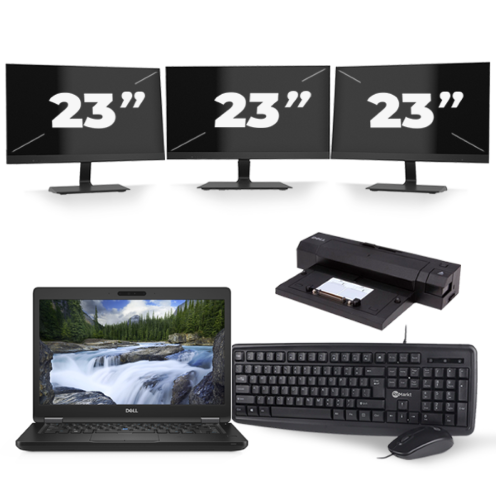 Dell Latitude 5491 - Intel Core i5-8e Generatie - 14 inch - 8GB RAM - 256GB SSD - Windows 11 + 3x 23 inch Monitor