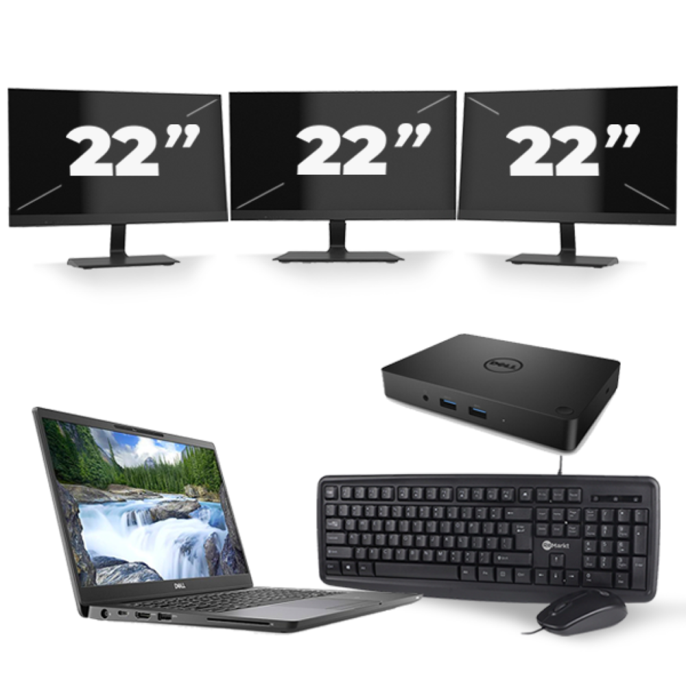 Dell Latitude 7300 - Intel Core i5-8e Generatie - 13 inch - 8GB RAM - 256GB SSD - Windows 11 + 3x 22 inch Monitor