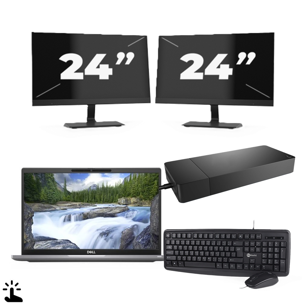Dell Latitude 7320 - Intel Core i5-11e Generatie - 13 inch - Touch - 16GB RAM - 256GB SSD - Windows 11 Home + 2x 24 inch Monitor