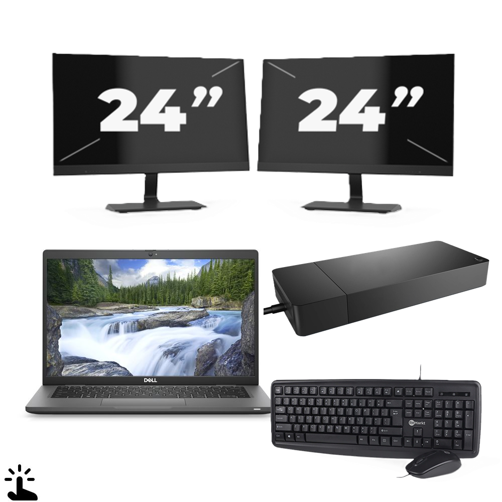 Dell Latitude 7330 - Intel Core i5-12e Generatie - 13 inch - Touch - 16GB RAM - 256GB SSD - Windows 11 Home + 2x 24 inch Monitor