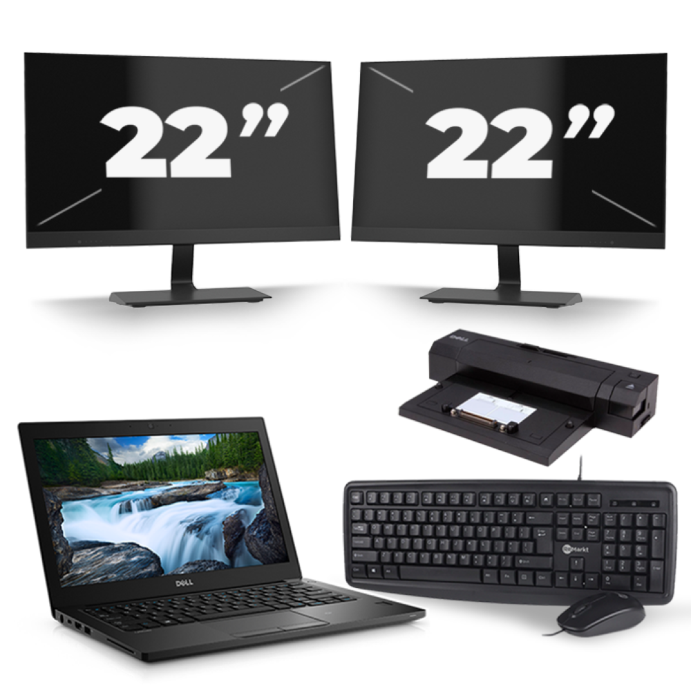 Dell Latitude 7390 - Intel Core i7-8e Generatie - 13 inch - 8GB RAM - 256GB SSD - Windows 11 + 2x 22 inch Monitor