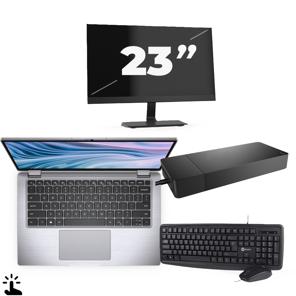 Dell Latitude 7410 - Intel Core i5-10e Generatie - 14 inch - Touch - 16GB RAM - 256GB SSD - Windows 11 Home + 1x 23 inch Monitor