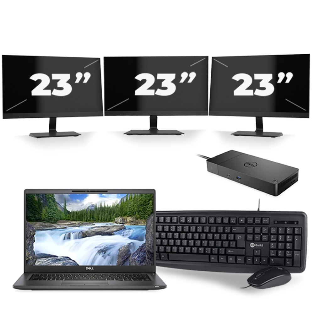 Dell Latitude 7420 - Intel Core i7-11e Generatie - 14 inch - 16GB RAM - 256GB SSD - Windows 11 Home + 3x 23 inch Monitor