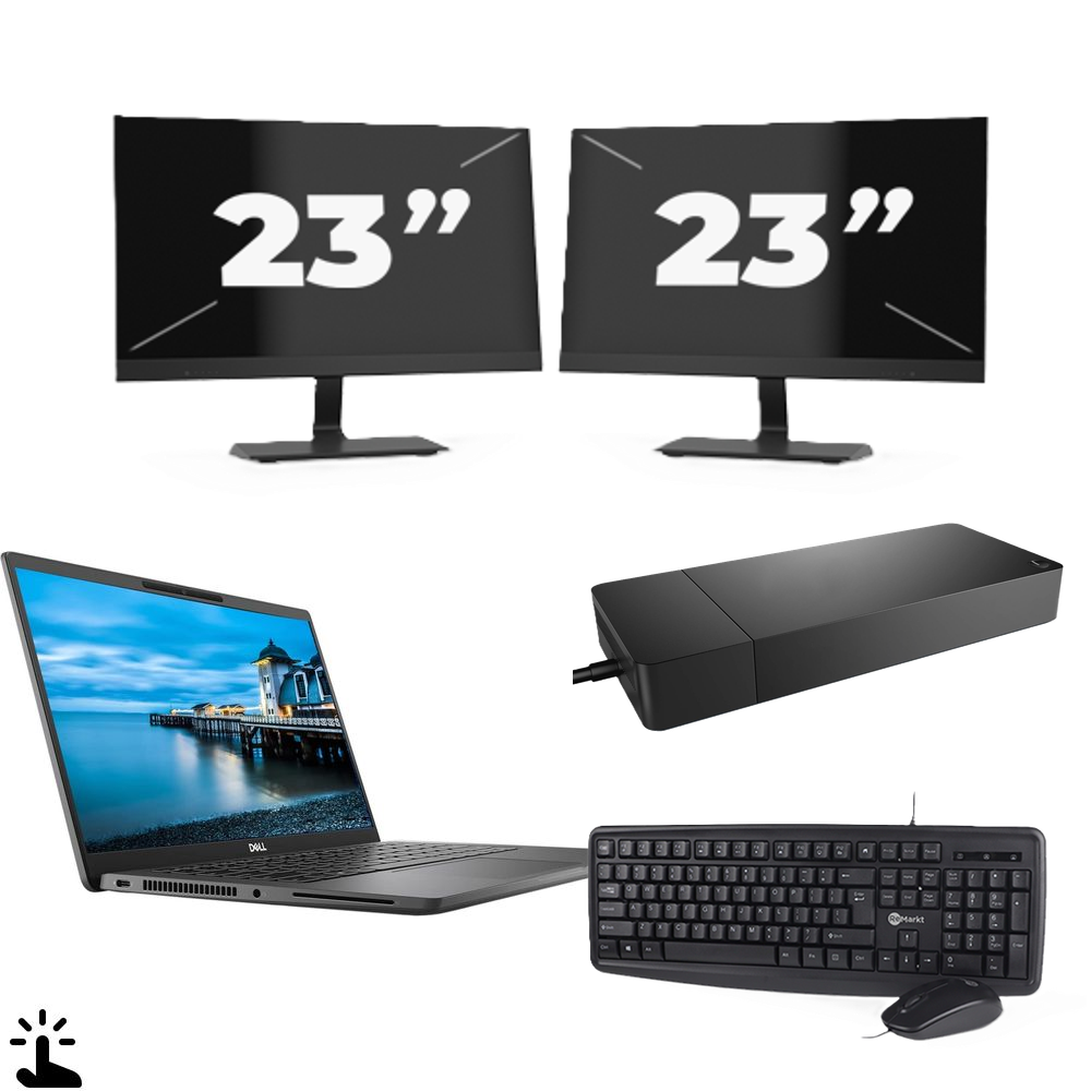Dell Latitude 7420 - Intel Core i5-11e Generatie - 14 inch - Touch - 16GB RAM - 256GB SSD - Windows 11 Home + 2x 23 inch Monitor