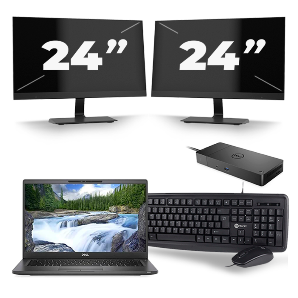 Dell Latitude 7420 - Intel Core i5-11e Generatie - 14 inch - 16GB RAM - 256GB SSD - Windows 11 Home + 2x 24 inch Monitor