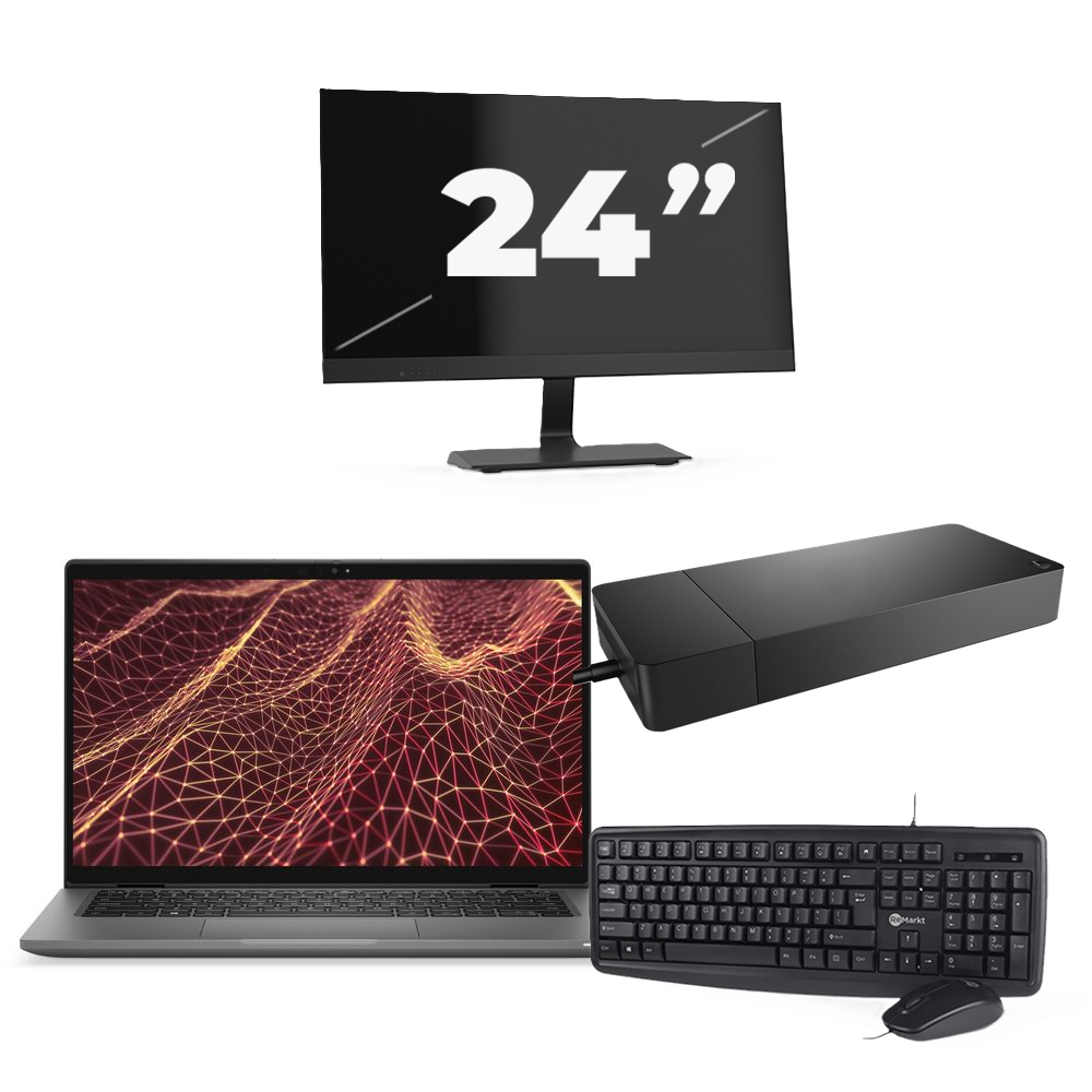 Dell Latitude 7430 - Intel Core i5-12e Generatie - 14 inch - 16GB RAM - 256GB SSD - Windows 11 Home + 1x 24 inch Monitor