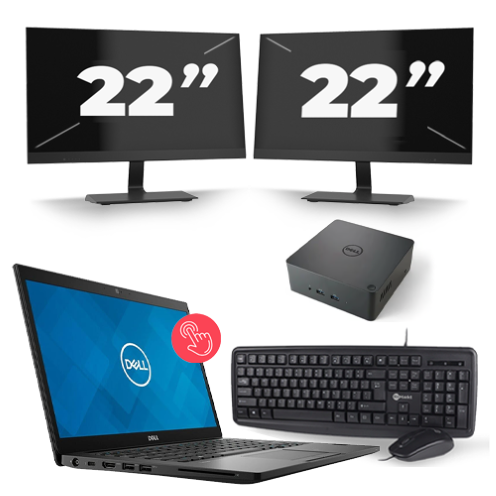 Dell Latitude 7490 - Intel Core i7-8e Generatie - 14 inch - Touch - 8GB RAM - 256GB SSD - Windows 11 + 2x 22 inch Monitor