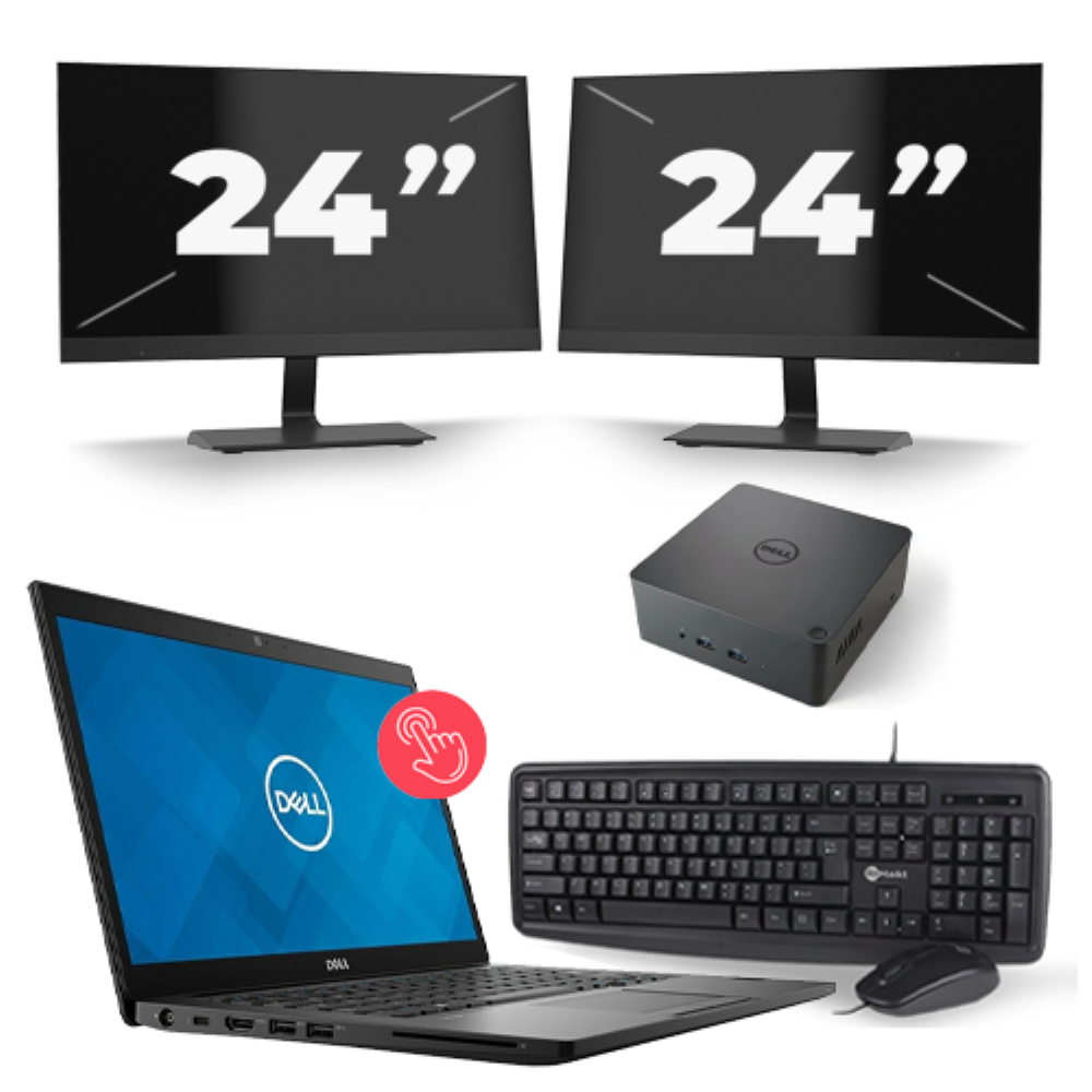 Dell Latitude 7490 - Intel Core i7-8e Generatie - 14 inch - Touch - 8GB RAM - 256GB SSD - Windows 11 + 2x 24 inch Monitor