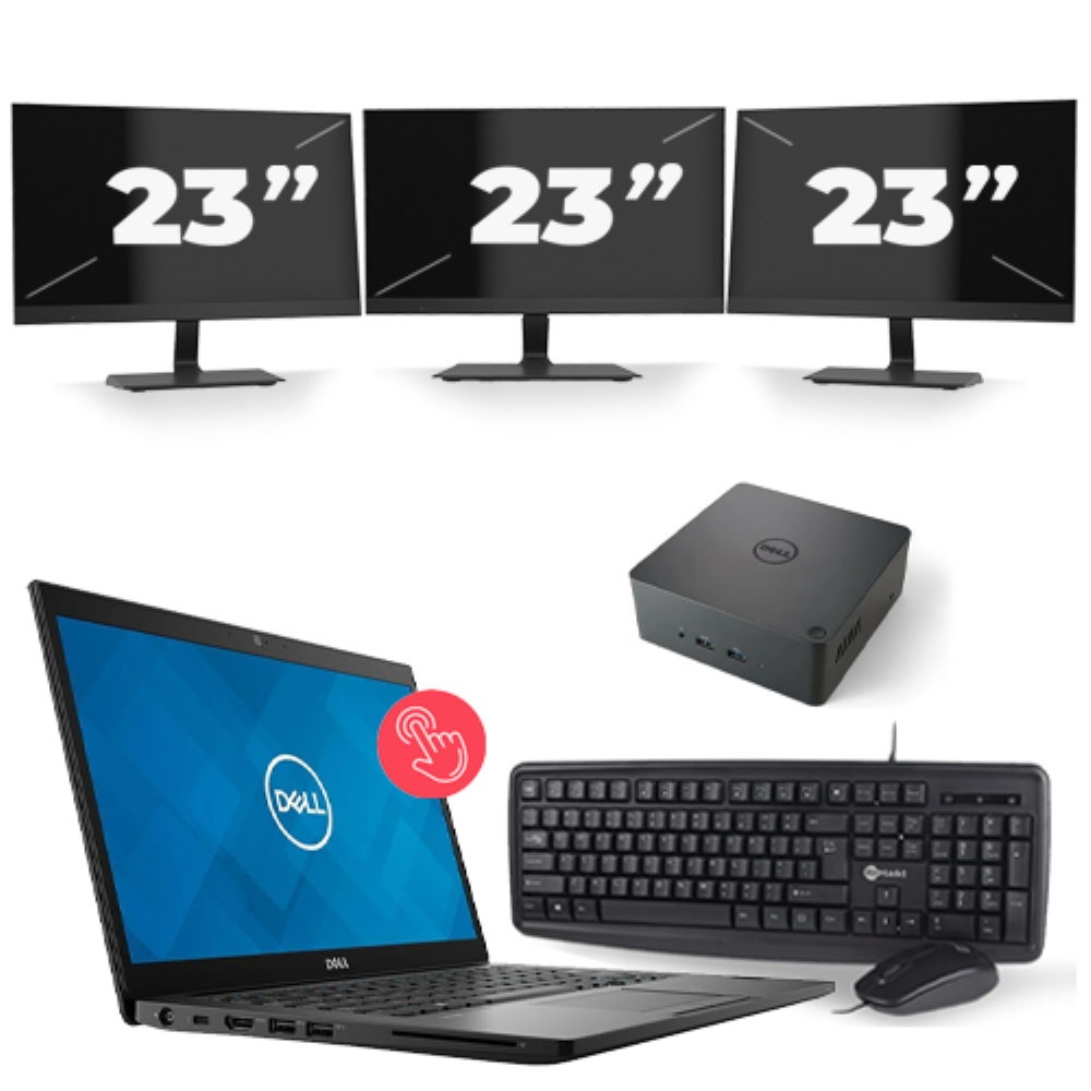 Dell Latitude 7490 - Intel Core i7-8e Generatie - 14 inch - Touch - 8GB RAM - 256GB SSD - Windows 11 + 3x 23 inch Monitor