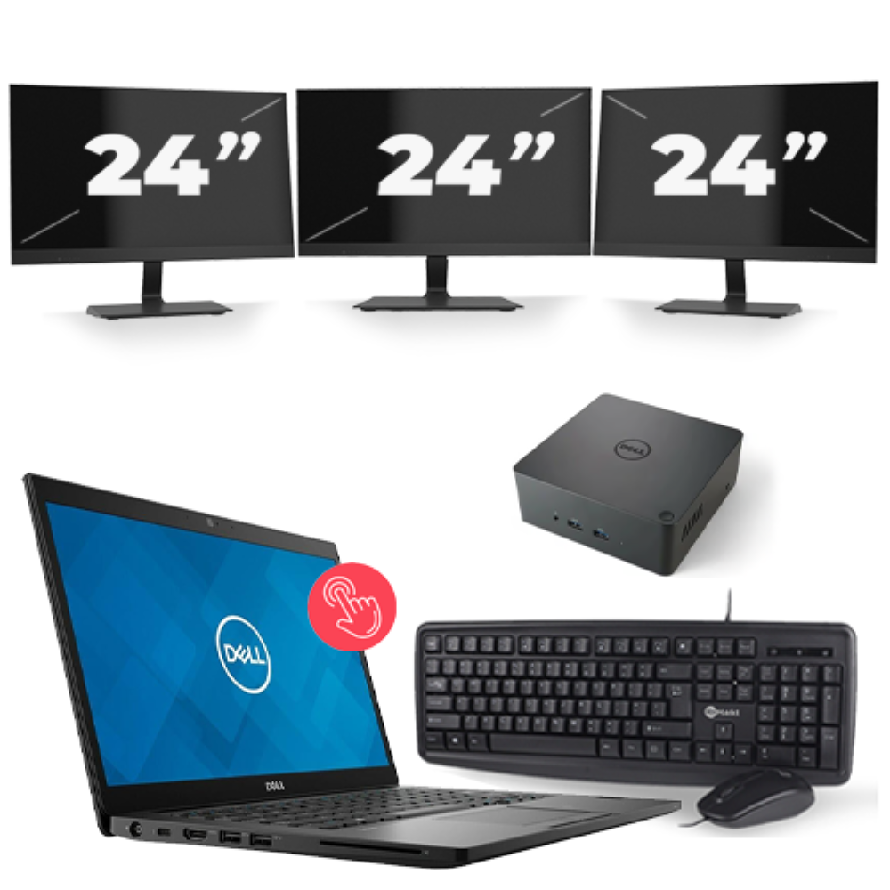 Dell Latitude 7490 - Intel Core i7-8e Generatie - 14 inch - Touch - 8GB RAM - 256GB SSD - Windows 11 + 3x 24 inch Monitor