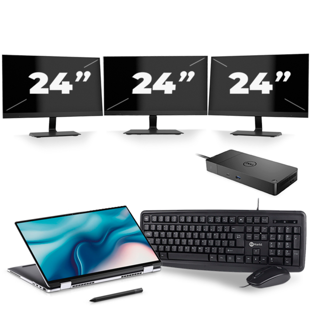 Dell Latitude 9510 - Intel Core i7-10e Generatie - 15 inch - 8GB RAM - 256GB SSD - Windows 11 + 3x 24 inch Monitor