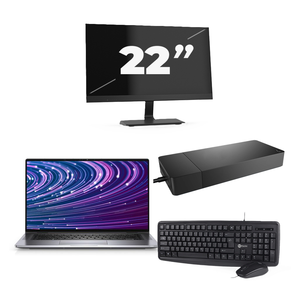Dell Latitude 9520 - Intel Core i7-11e Generatie - 15 inch - 16GB RAM - 256GB SSD - Windows 11 Home + 1x 22 inch Monitor