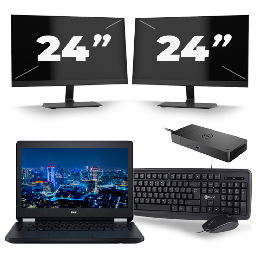 Dell Latitude E5270 - Intel Core i5-6e Generatie - 12 inch - 8GB RAM - 256GB SSD - Windows 11 + 2x 24 inch Monitor