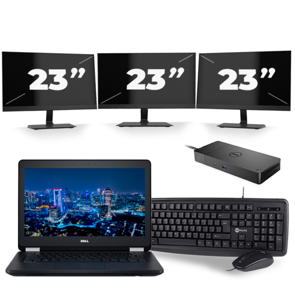 Dell Latitude E5270 - Intel Core i5-6e Generatie - 12 inch - 8GB RAM - 256GB SSD - Windows 11 + 3x 23 inch Monitor