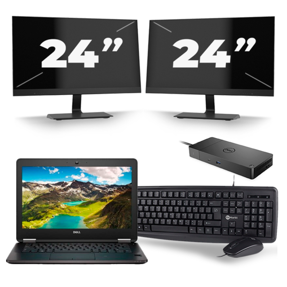 Dell Latitude E7270 - Intel Core i7-6e Generatie - 12 inch - 8GB RAM - 256GB SSD - Windows 11 + 2x 24 inch Monitor