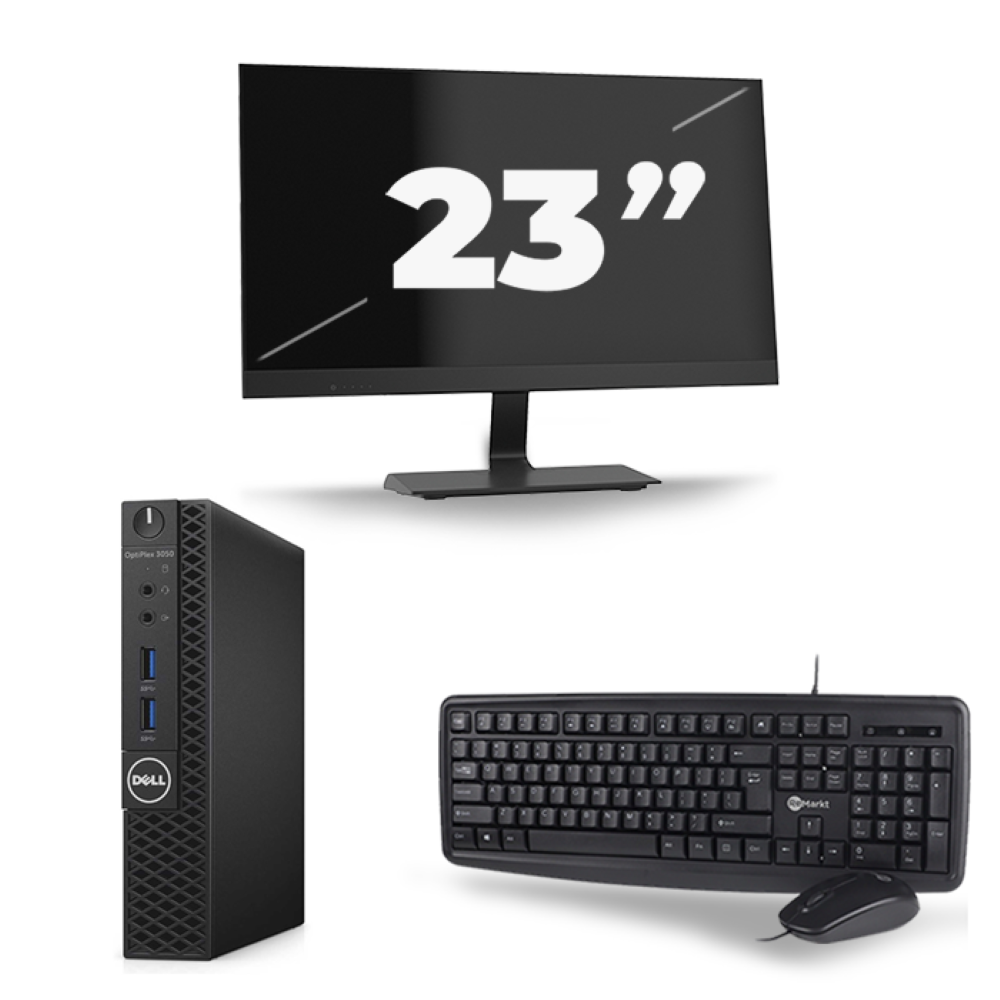 Dell OptiPlex 3070 Micro USFF - Intel Core i5-9e Generatie - 8GB RAM - 256GB SSD - Windows 11 + 1x 23 inch Monitor