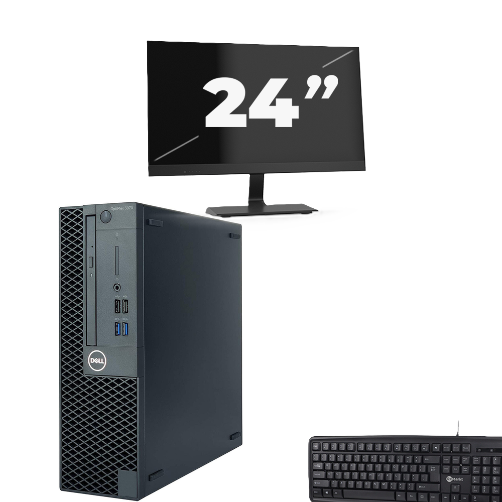 Dell OptiPlex 3070 SFF - Intel Core i5-9e Generatie - 8GB RAM - 256GB SSD - Windows 11 + 1x 24 inch Monitor