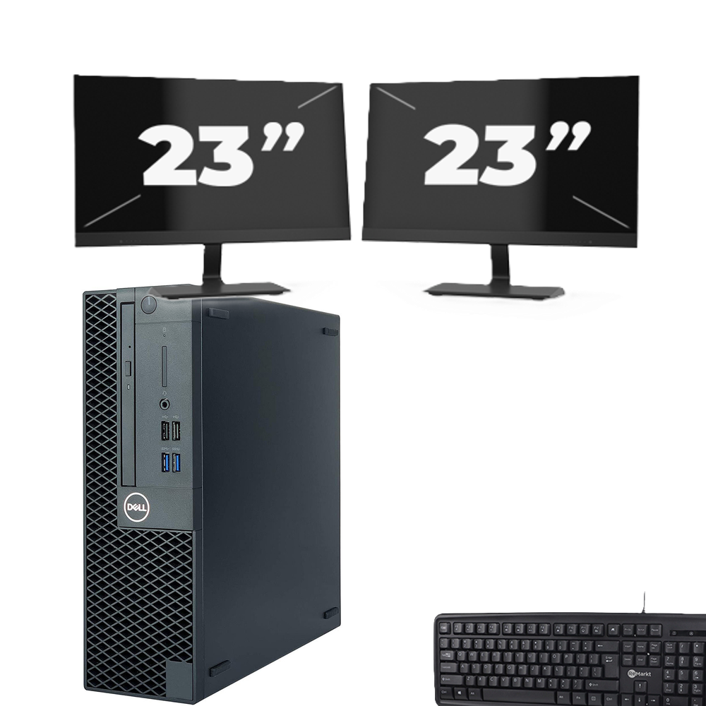 Dell OptiPlex 3070 SFF - Intel Core i5-9e Generatie - 8GB RAM - 256GB SSD - Windows 11 + 2x 23 inch Monitor
