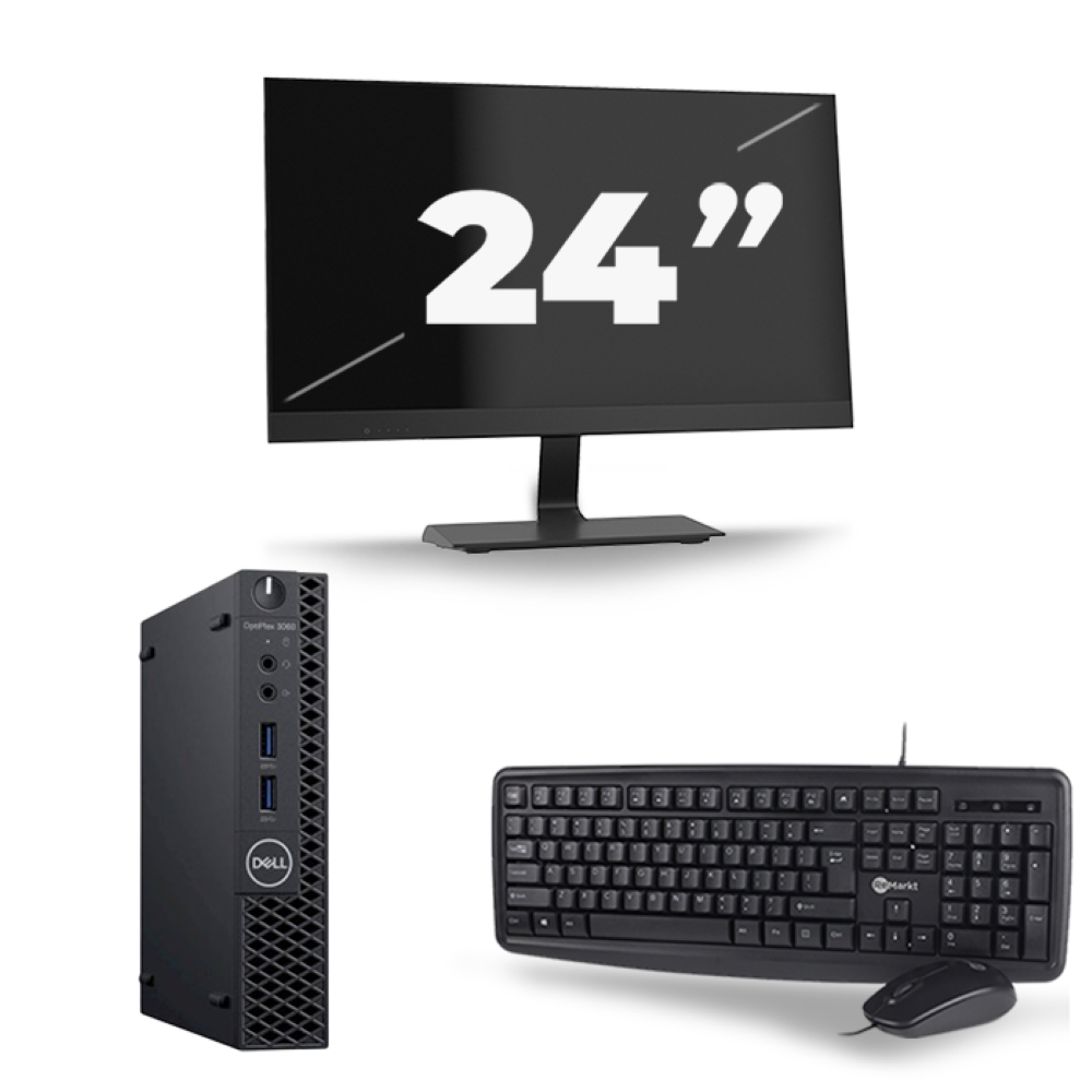 Dell Optiplex 3060 Micro USFF - Intel Core i5-8e Generatie - 8GB RAM - 256GB SSD - Windows 11 + 1x 24 inch Monitor