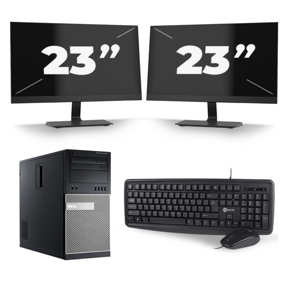 Dell Optiplex 9010 Micro Tower - Intel Core i5-3e Generatie - 8GB RAM - 256GB SSD - Windows 10 + 2x 23 inch Monitor