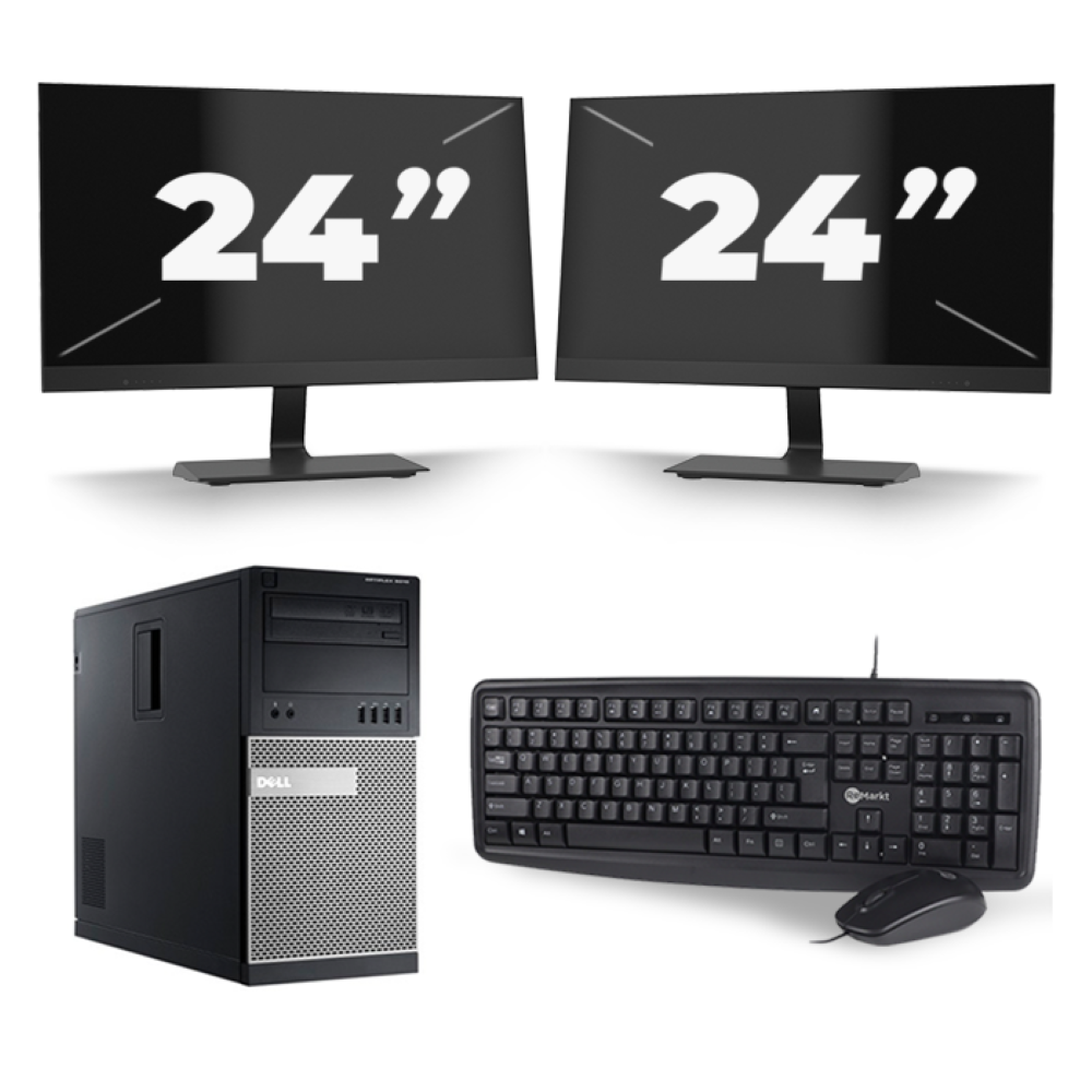 Dell Optiplex 9010 Micro Tower - Intel Core i5-3e Generatie - 8GB RAM - 256GB SSD - Windows 10 + 2x 24 inch Monitor