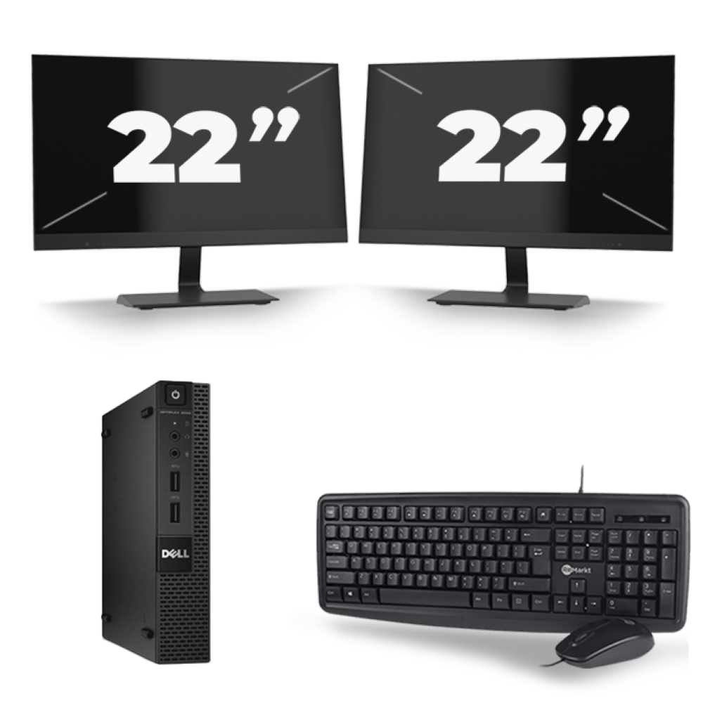 Dell Optiplex 9020M USFF - Intel Core i5-4e Generatie - 8GB RAM - 256GB SSD - Windows 10 + 2x 22 inch Monitor