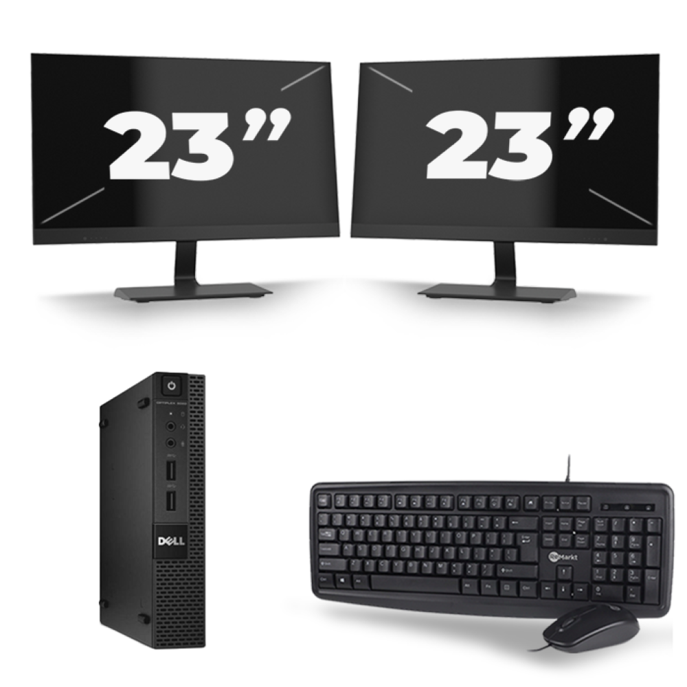 Dell Optiplex 9020M USFF - Intel Core i5-4e Generatie - 8GB RAM - 256GB SSD - Windows 10 + 2x 23 inch Monitor