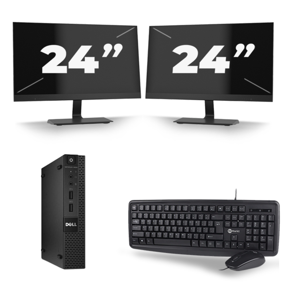 Dell Optiplex 9020M USFF - Intel Core i5-4e Generatie - 8GB RAM - 256GB SSD - Windows 10 + 2x 24 inch Monitor