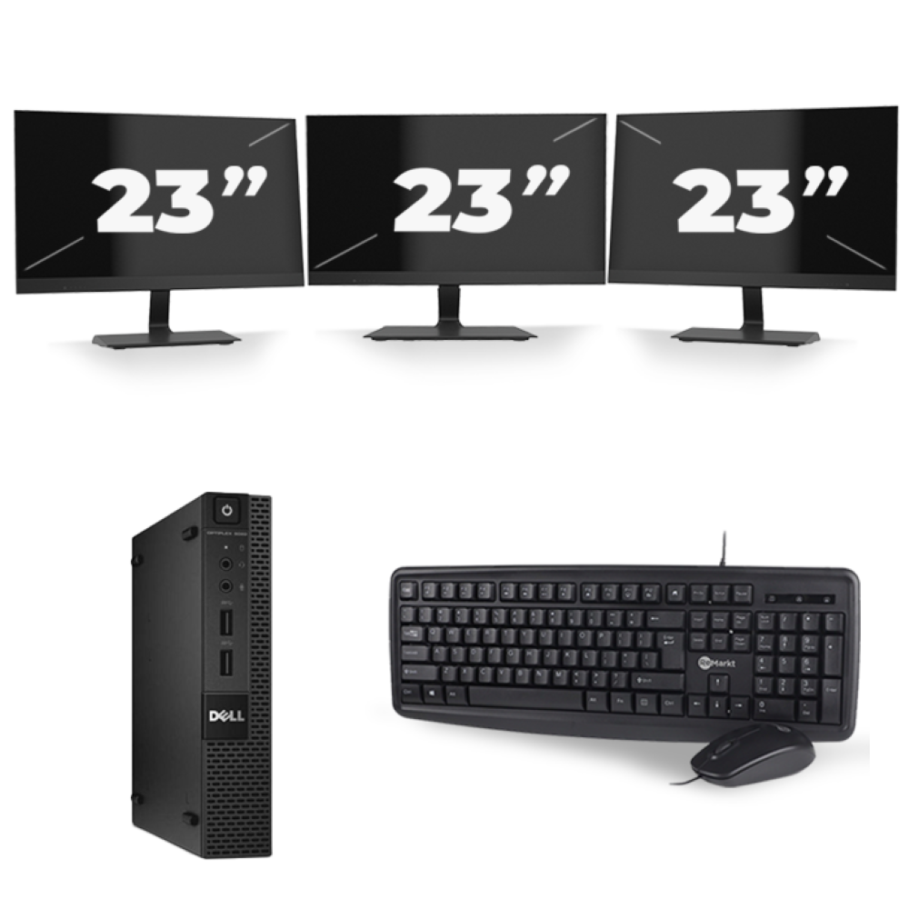 Dell Optiplex 9020M USFF - Intel Core i5-4e Generatie - 8GB RAM - 256GB SSD - Windows 10 + 3x 23 inch Monitor