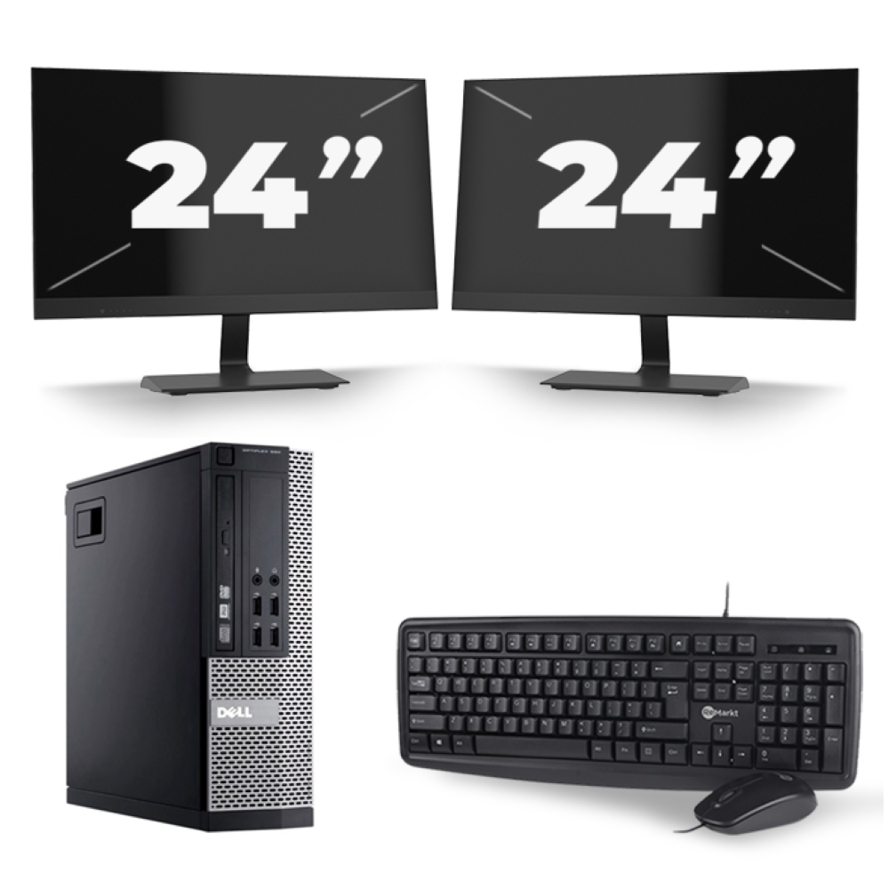 Dell Optiplex 990 SFF - Intel Core i5-2e Generatie - 8GB RAM - 256GB SSD - Windows 10 + 2x 24 inch Monitor