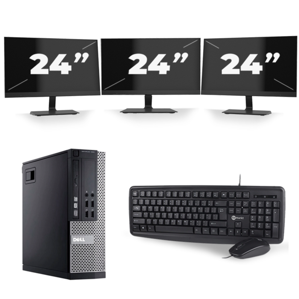 Dell Optiplex 990 SFF - Intel Core i5-2e Generatie - 8GB RAM - 256GB SSD - Windows 10 + 3x 24 inch Monitor