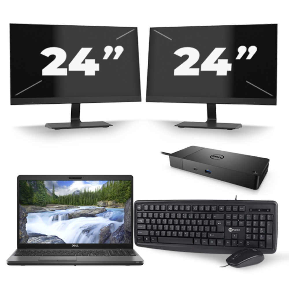 Dell Precision 3541 - Intel Core i7-9e Generatie - 15 inch - 8GB RAM - 256GB SSD - Windows 11 + 2x 24 inch Monitor