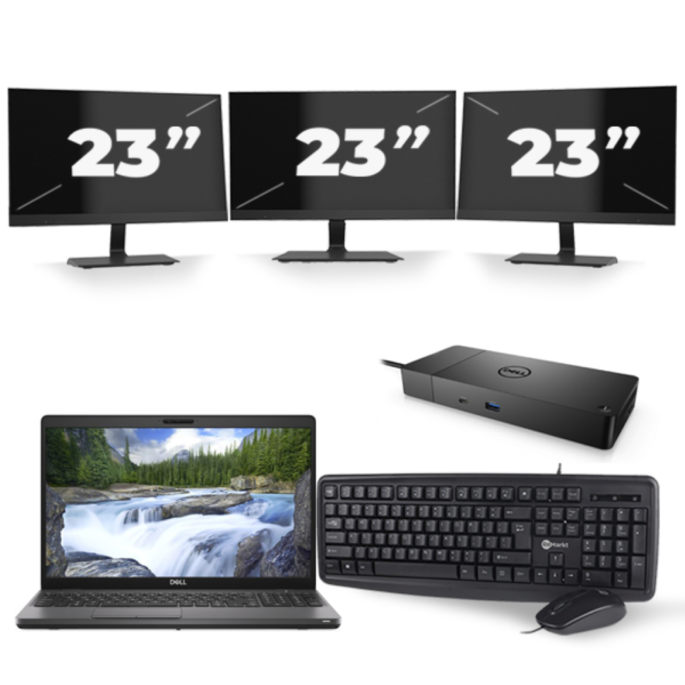 Dell Precision 3541 - Intel Core i7-9e Generatie - 15 inch - 8GB RAM - 256GB SSD - Windows 11 + 3x 23 inch Monitor